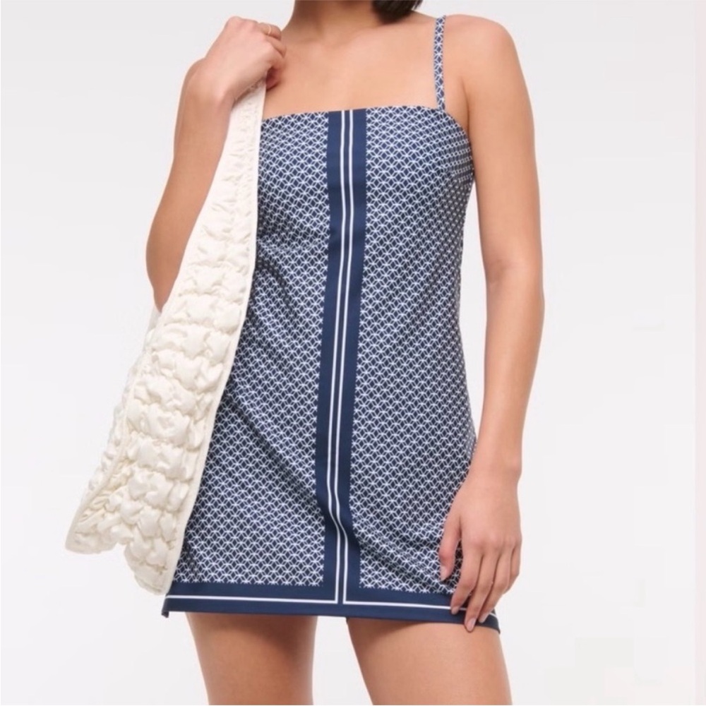 Abercrombie & Fitch Navy Patterned Mini Dress with Straps
